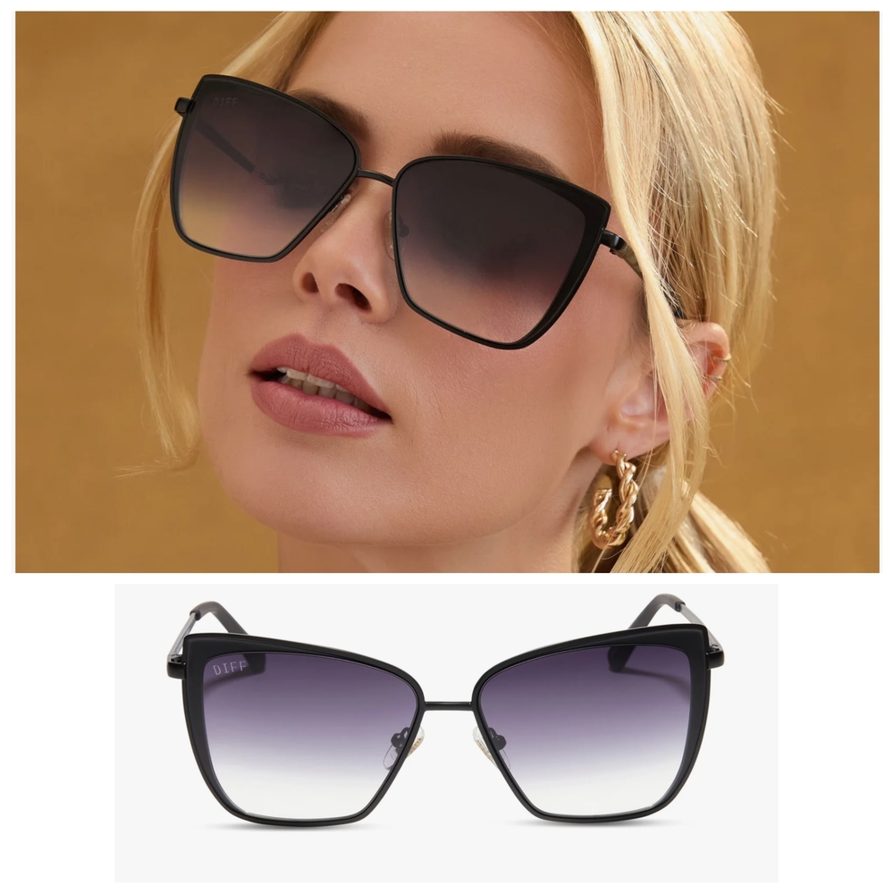 Diff "Grace" Matte Black Gradient Sunglasses